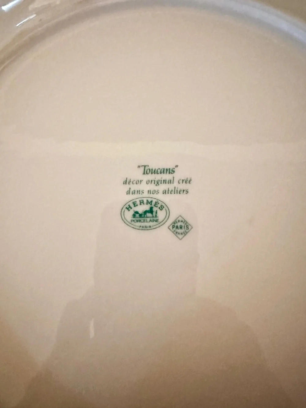 Set of 8 of Vintage Hermes Limoges Porcelain Toucans Vert Presentation Plates